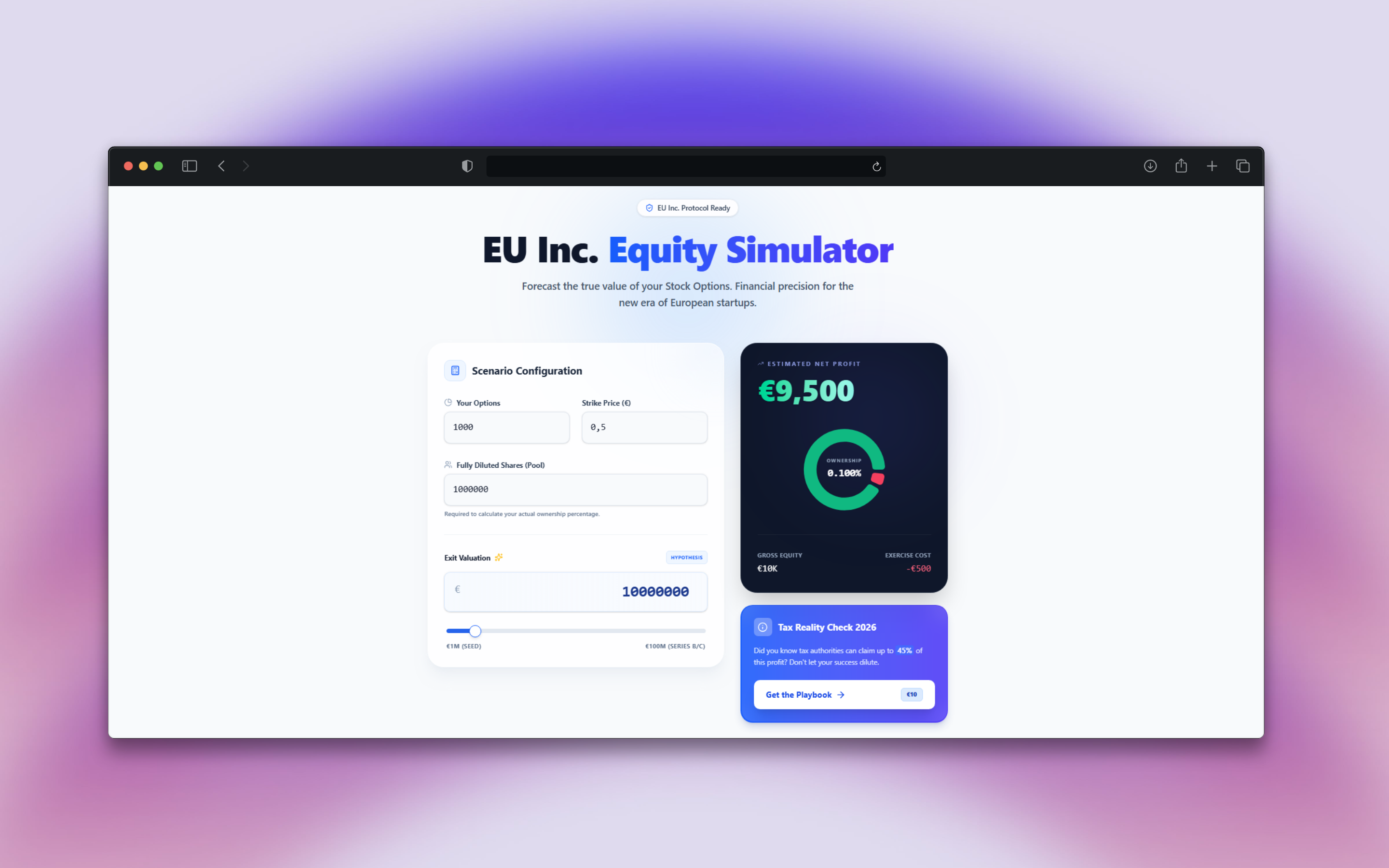 EU Inc. Equity Simulator - Fintech SaaS