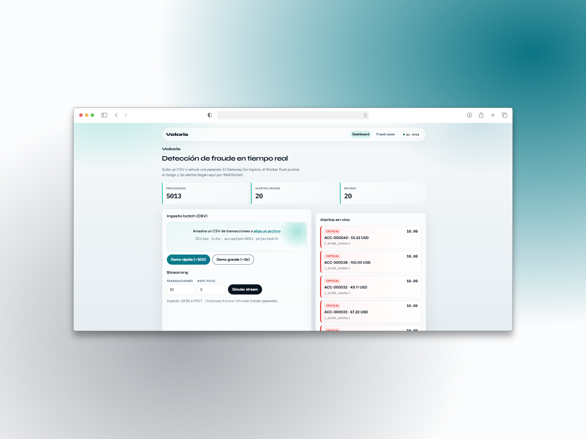 Velaris - Real-time Fraud Detection Engine